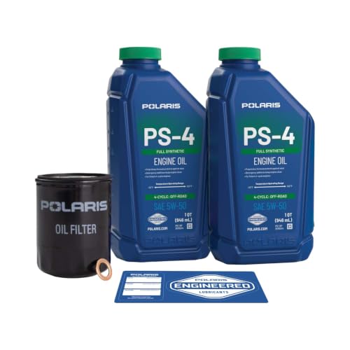 Polaris 특정 레인저, RZR, SPORTSMAN, ACE 570 모델용 PS4 오일 교체 키트, 4스트로크 엔진, PS-4 5W-50 풀 합성 오일 2쿼트 포함, 오일 필터 1개, 정품 OEM - 부품 2202166