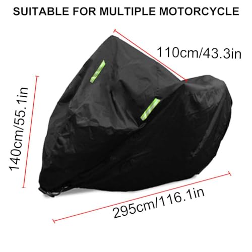 Waterproof Motorcycle Cover 190T 116 x 55 x 43 inches - size: 116 x 55 x 43 inches