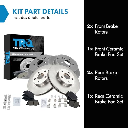 TRQ Front and Rear Ceramic Brake Pad and Rotor Set - style: BKA11257