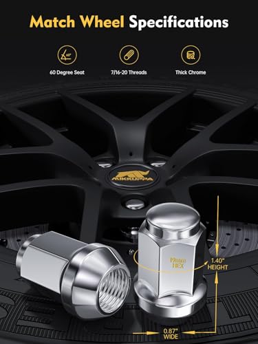 MIKKUPPA 7/16-20 Wheel Lug Nuts, Replacement for Chevy Aftermarket Wheels - color: Chrome, size: 7/16-20