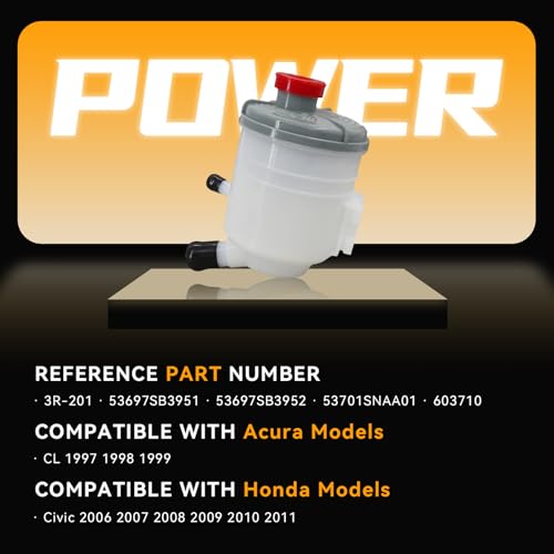 603-710 Power Steering Reservoir Tank with Cap for Honda Models - size: 603-710
