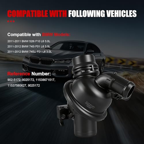 GAGN Engine Coolant Thermostat Housing Assembly Compatible with BMW F10 Series 528i 2011-2011,F01 Series 740i 2011-2012,740Li 2011-2012 3.0L,Replace for# 11538671517 11537580627 902-5172 - size: 902-5172