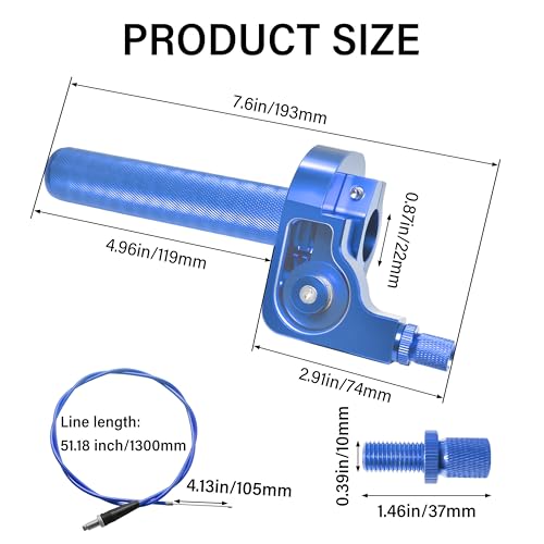 Universal CNC Quick Twist Throttle Kit with Cable for 7/8" Bars - Fits CRF50 70 110 125 230 250, KLX, XR, Pit & Dirt Bike, ATV, Mini Bike (CT200U) (Style -B, Blue) - color: Blue, style: Style -B