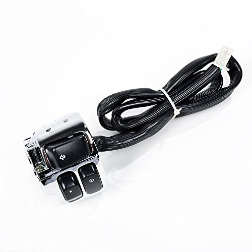 Chrome Aluminum Motorcycle 25mm 1" Handlebar Switch Control w/Wiring Harness Kit Replacement for Harley Sportster V-Rod Softail Dyna 12V 1996 1997 1998 1999 2000-2012 - Left & Right Side