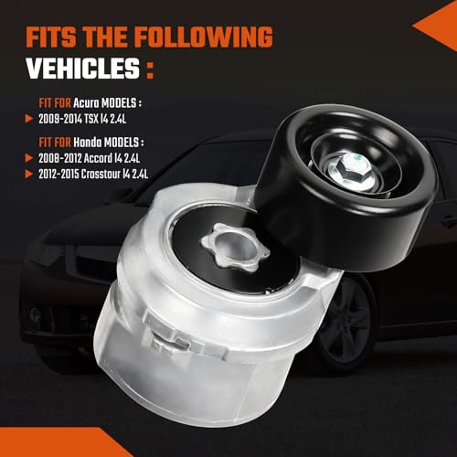 Belt Tensioner Assembly with Pulley Fit for Honda Accord 2008-2012, Crosstour 2012-2015 & Acura TSX 2009-2014, 2.4L, Replace# 31170R40A01, 31170RLFJ01 - size: 31170R40A01
