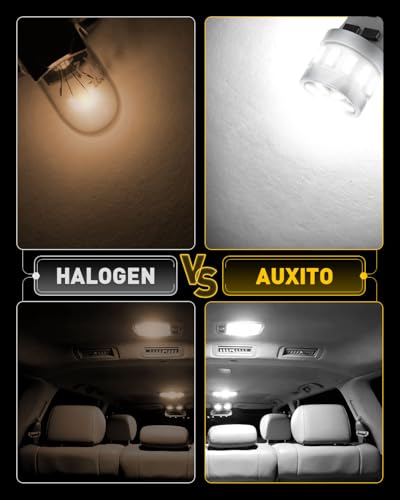 AUXITO Latest 194 LED Bulb 6500K White Super Bright 168 2825 T10 W5W LED Bulb for Car Dome Door Map Courtesy Trunk Cargo License Plate Tail Lights, Pack of 10 - color: White, size: 194/168