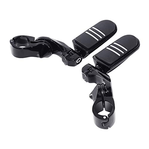 TCT-MOTORPARTS 1 1/4" Highway Engine Guard Crash Bar/Footpeg Mount Fit For Harley Touring Street Glide Electra Glide FLHT Road King 1997-2008 - color: Black Engine Crash Bar+Footpegs #1