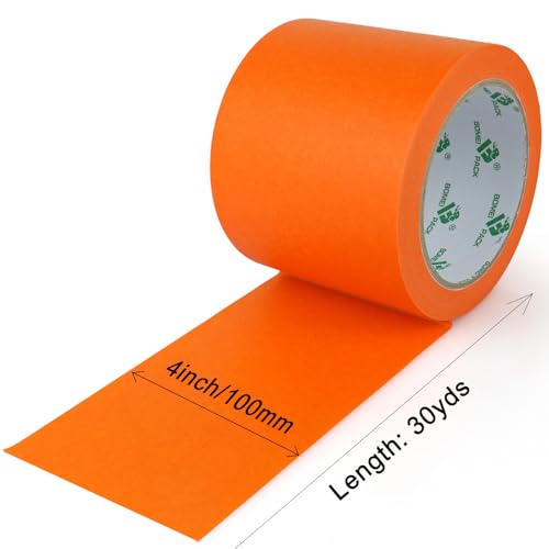 BOMEI PACK Wide Orange Painters Tape 4 Inches x 30 Yards, 3D Tape, 3D Printing Tape for Laser Cutting, 21-Day Clean Removal Wide Masking Tape - color: Orange