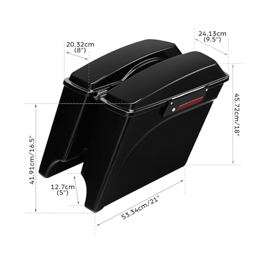 TCMT 5" Stretched Extended Saddlebags LED Rear Fender Fit For Harley Touring Road King Electra Glide Street Glide Road Glide Ultra 2009-2013 - color: Rear Fender Red Lens, size: 5" Stretched Saddlebags(Black Latches)