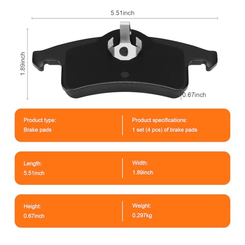 Ceramic Rear Brake Pads for Jeep Grand Cherokee 1999-2004 - size: D719