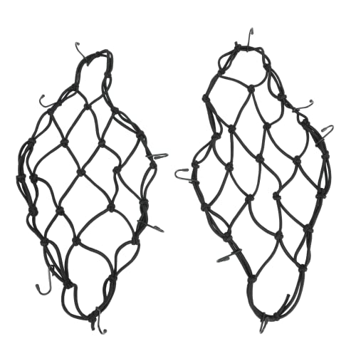2-Pack Bungee Net Motorcycle Cargo Net, 12" x 12" with 6 Adjustable Hooks