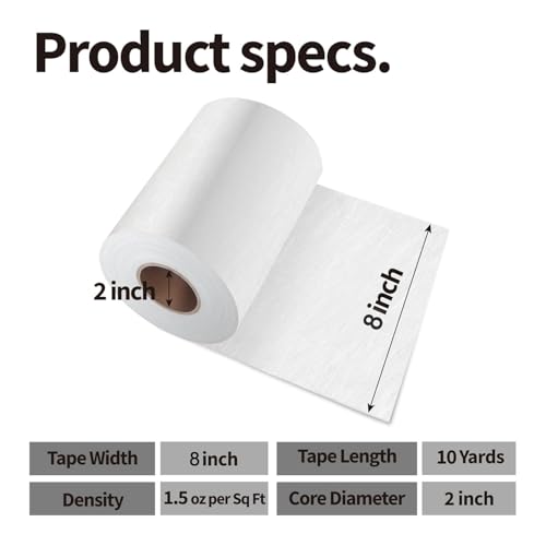 Fiberglass Mat Roll 8" x 10 Yards, 1.5 oz Chopped Strand Mat, Wide Fiberglass for Large Surface Repair & Reinforcement, Resin Compatible for Boat Roof Auto - size: 8" Wide X 10 Yds