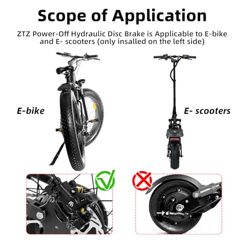 E-Bike Hydraulic Disc Brake Set, 2-PIN 2-Pistons Electric Power-Off Hydraulic Brakes Set, Left Front 950mm Right Rear 1880mm Pre-Bled with Mineral Oil Brakes Kit for eBike, MTB, Scooters - color: Black