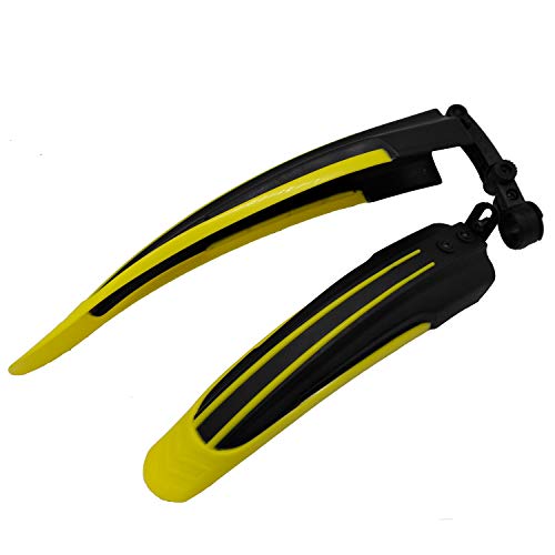 BlueSunshine Adjustable Road Mountain Bike Bicycle Cycling Tire Front/Rear Mud Guards Mudguard Fenders Set (Yellow + Black) - color: Yellow + Black