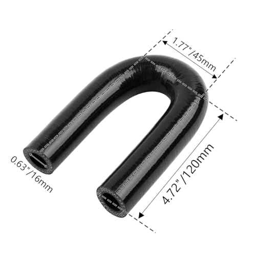 180 Degree Coupler U Bend Shape Elbow Silicone Hose Pipe ID 5/8"(16mm) Thicknesses 4-ply(5.4mm) Reinforced for engine turbo Air intake boots coupling intercooler throttle body Industrial tube - size: ID16