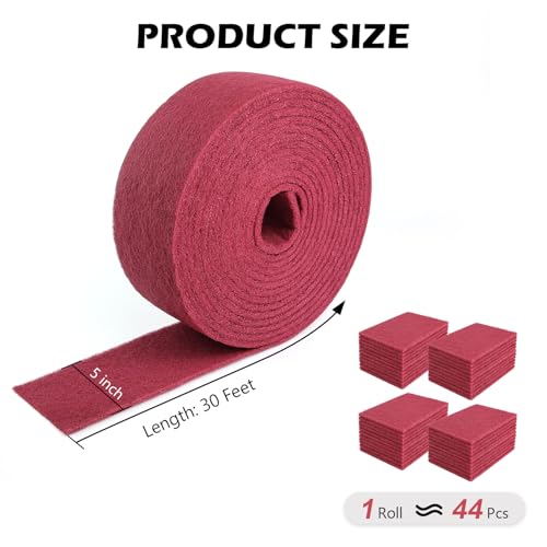 Maroon Scuff Pad Roll 5" x 30 ft - General Purpose Surface Prep for Auto Body, Woodworking & Paint - color: Maroon, style: 5 Inches * 30 Feet