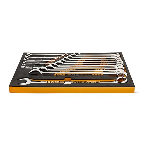 GEARWRENCH 19 Pc SAE Hi-Viz Combination Wrench Set in Foam Tray|GWMSSWHSAE - style: 19 Piece