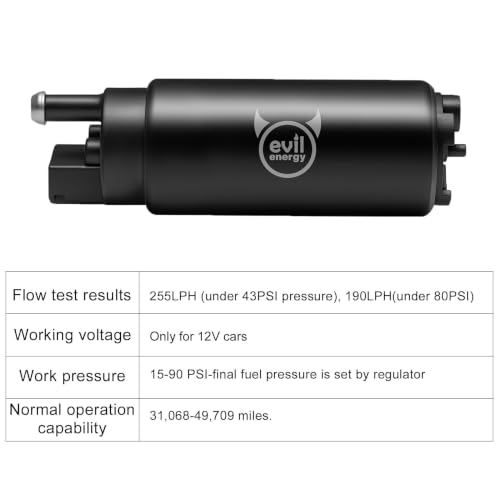 EVIL ENERGY EFI 255LPH Electric Intank Fuel Pump High Flow 43 PSI Kit