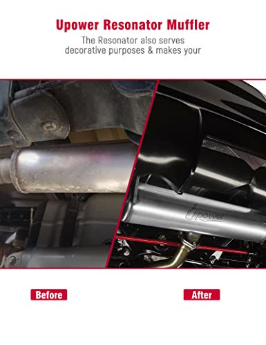 Upower 2.5" Inlet&Outlet Exhaust Resonator,4" x12" Body 16" Overall Length Center Straight Through Stainless Steel Muffler,Polished - size: 2.5" Inlet 16" Overall Length