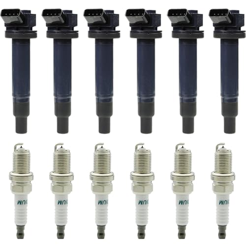 UF267 Ignition Coil Pack & 4504 Spark Plugs Compatible with Toyota Camry V6 3.0L 2006-2002, Avalon Sienna Solara Highlander, Lexus ES300 RX300 1999-2003, Lexus ES330 RX330 RX400h 3.3L V6#C1175 - size: UF267