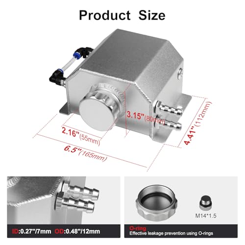 Coolant Reservoir Tank, 1L Aluminum Radiator Overflow Tank Silver - color: Silver, size: 1L