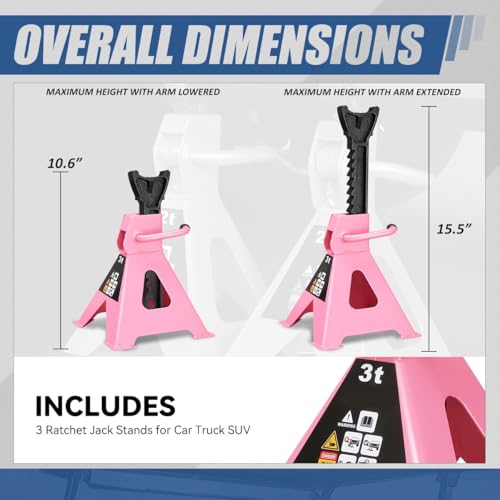 Auto Dynasty 3 Ton Floor Jack, Hydraulic w/Single Piston Quick Lift, Pink - color: Pink, size: 3 ton