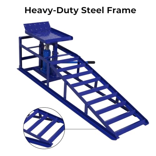 Skepphlay 2 Pack Hydraulic Car Ramps 5t 11000lbs, Cars High Lift 9"-14.2" - color: Blue