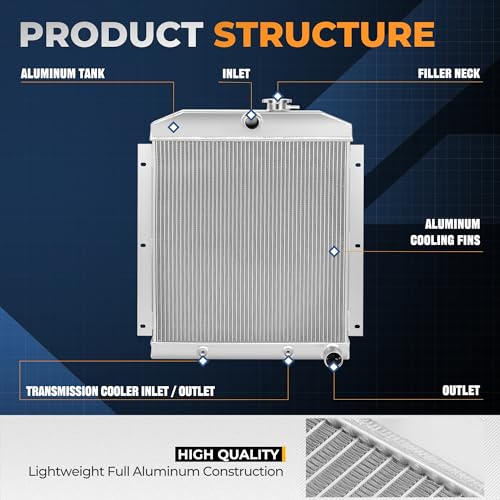 Auto Dynasty Full Aluminum Radiator Compatible with 1947-1954 Chevy Pickup Suburban L6 3-Row Cooling Radiator - style: 47-54 Chevy Pickup Suburban L6
