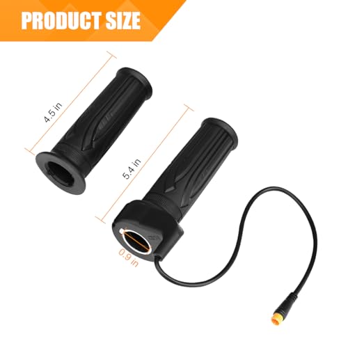 HZEL Ebike Throttle Grip, 1 Pair 20X 3 Pin Waterproof Electric Bicycle Full Twist Throttle Accelerator Handlebar Grip, Scooter Speed Controller Handle, Universal for E-Bike Motorcycle