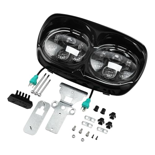SLMOTO 5 3/4" LED Headlight Projector Lamp Fit for Harley Road Glide FLTR 1998-2013 2012 - color: Matte Black Bezel + Black Dual LED Headlight