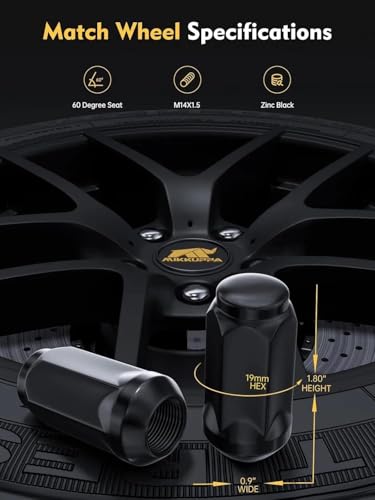 MIKKUPPA M14x1.5 Lug Nuts, Black 4PCS Bulge Acorn One-Piece Tire Lug Nut - color: Black, size: M14x1.5 (4PCS)