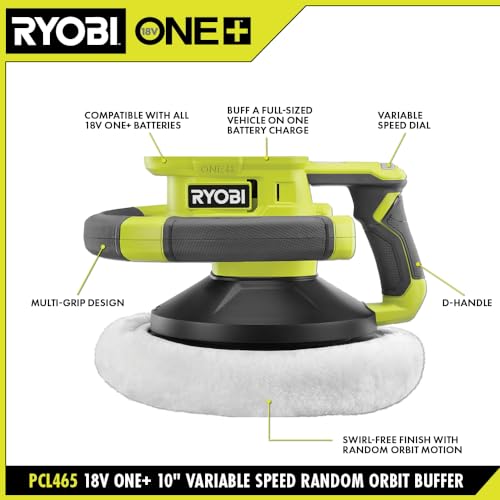 RYOBI ONEAND 18V Cordless 10 in. Variable Speed Random Orbit Buffer Tool ONLY PCL465B