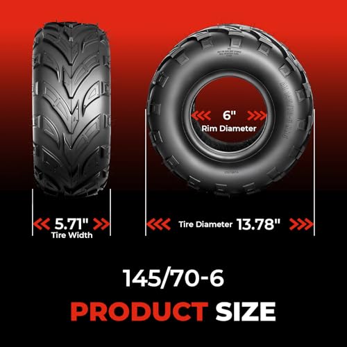ATV Go-Karts Tires 145/70-6,4 PR Mini Bike Tires,Tubeless,Pair of 2 - size: 145/70-6