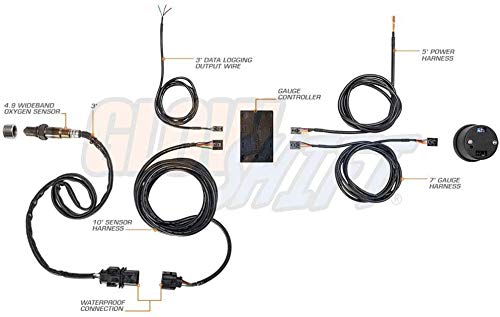 GlowShift White 7 Color Analog Wideband Air Fuel Gauge Kit, 2-1/16" 52mm
