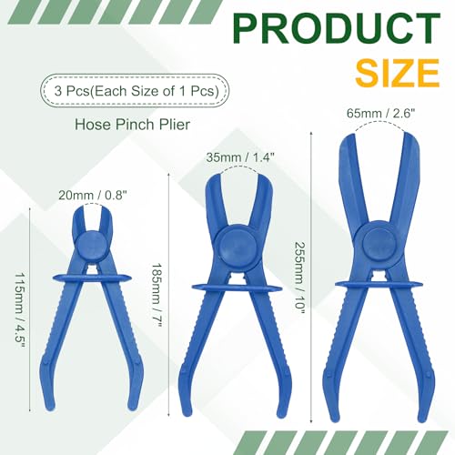 HARFINGTON 3pcs 6/7/10" Hose Pinch Pliers Plastic Multi-Functional Blue - color: Blue