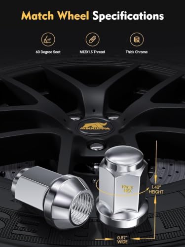 MIKKUPPA M12x1.5 Lug Nuts, Replacement for Ford Honda Aftermarket Wheel - color: Chrome, size: M12x1.5