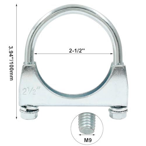 2-1/2" U Bolt Muffler Exhaust Clamp, Pack of 2 - size: 2-1/2",2PCS