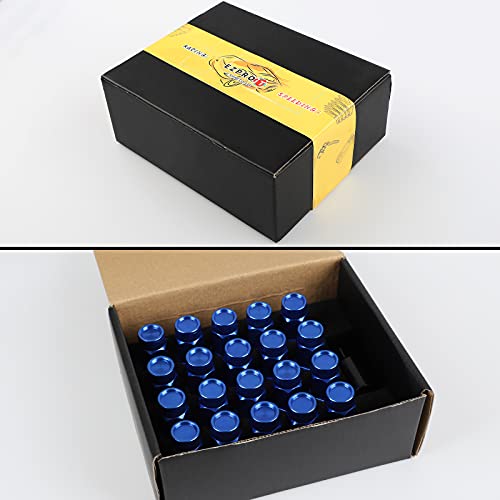 20PCS Closed End Lug Nuts M12X1.5 Wheel Rims Lug Nuts +Socket (Bule) - color: Blue
