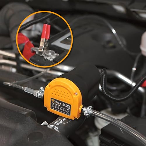 Hoteche Oil Pump 2V Diesel Pump DC12V 60W Fluid Extractor with 6MM Inlet Pipe 1.2M and 12MM Outlet Pipe 1.5M Siphon Pump
