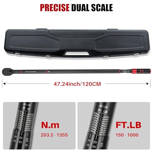 3/4" Drive Click Torque Wrench-150-1000Ft.Lb for Truck,HD Vehicles - size: 3/4"DR. 150~1000 FT-LB