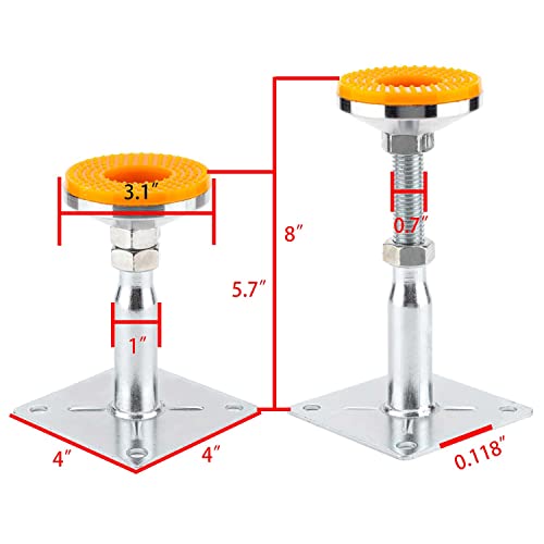 2 Pack Anti-Slip Shock Absorption,Adjustable Support Jack for The Floor,Floor Straightener,RV Step Stabilizer,Mini Screw Jack Adjustable Height 5.7" to 8"