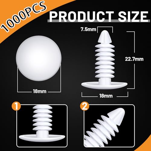 Taiyin 1000Pack Christmas Tree Shape Fasteners Vapor Barrier Clip 1", White