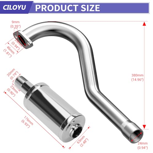 GMB100 Mini Bike Exhaust Header Pipe for Coleman CT100U Central Long - color: Silver