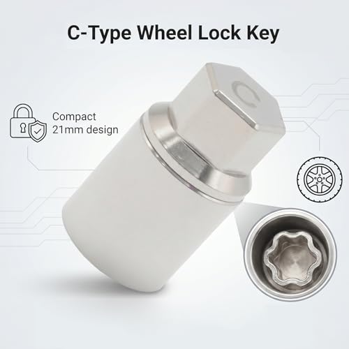 C-Type Wheel Lock Key, 21mm Sliver Anti-Theft Lug Nut Removal Tool, Replacement for Toyota, Replacement for Lexus, Secure Tool for Vehicle Tire Maintenance - color: Silver, size: Socket C 21mm