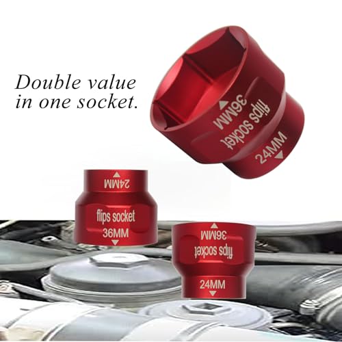연료 필터 렌치 공구 소켓 - 1cm(3/8인치) 드라이브, Duramax 포드 6.0L/6.4L 파워스트로크 디젤 연료 필터/오일 필터 캡 설치 제거 - f250 6.0 오일 교환에 적합 - color: 레드