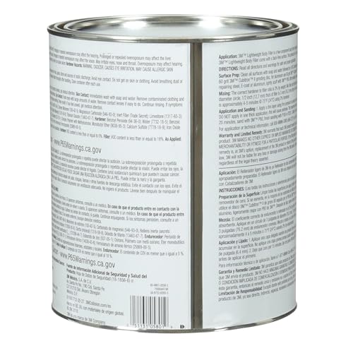 3M Lightweight Body Filler, 05801, 1 Gallon - size: 128 Fl Oz (Pack of 1), style: 05804