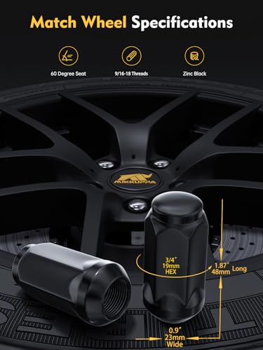 MIKKUPPA 9/16-18 Wheel Lug Nuts, Black 32PCS Closed End Lug Nuts - color: Black, size: 9/16"-18 (32PCS)