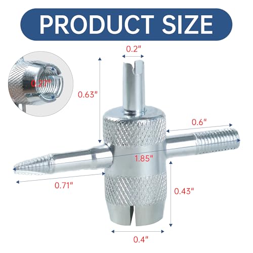 4 Pcs 4-Way Valve Core Removal Tool Stainless Steel Tire Valve Stem Tools 4-in-1 Valve Stem Removal Tool Valve Stem Puller for Bicycle Motorcycle Car