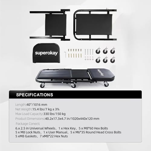 superokay 2-in-1 접이식 크리퍼 시트, 101.6cm(40인치), 149.7kg(330파운드) 용량 - size: 40 inch