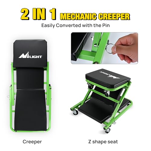 Nilight 36" Z Creeper 2-in-1 Rolling Folding Car Seat - color: Green